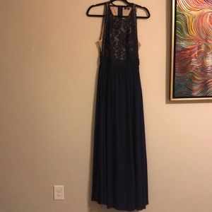 Lulu navy blue dress with peak a boo sides & lace